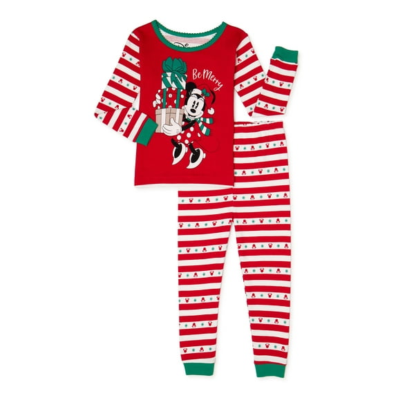 Minnie Mouse Toddler Girls Christmas Pajamas Set, 2-Piece