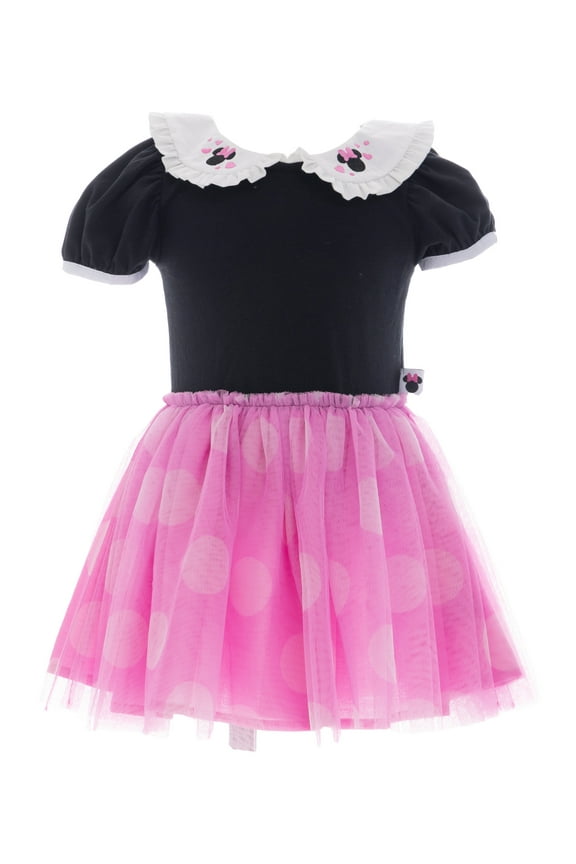 Minnie Mouse Toddler Girls Cosplay Tutu Dress with Puff Sleeves, Sizes 12M-5T