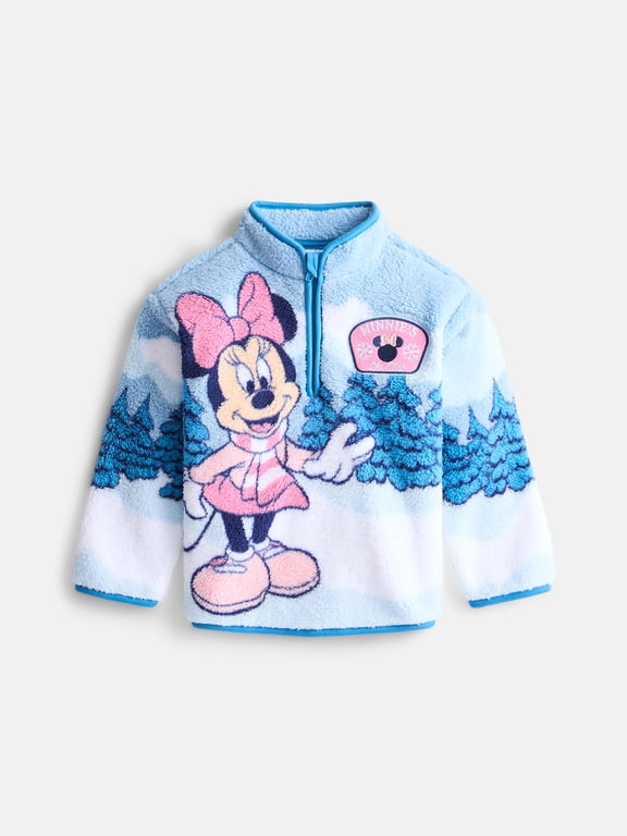 Toddler Girls Fuzzy Fleece Half Zip Sweater, Sizes 12M-5T