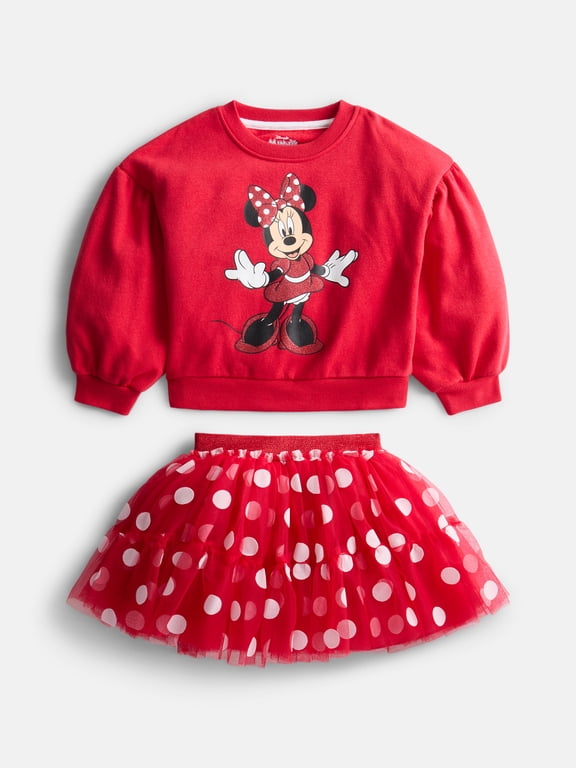 Minnie Mouse Toddler Girls Graphic Sweatshirt and Tutu Skirt, 2-Piece, Sizes 12M-5T