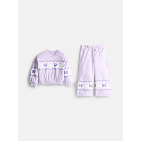 Minnie Mouse Toddler Girls Graphic Crewneck Pullover and Wide Leg Pants, Sizes 12M-5T