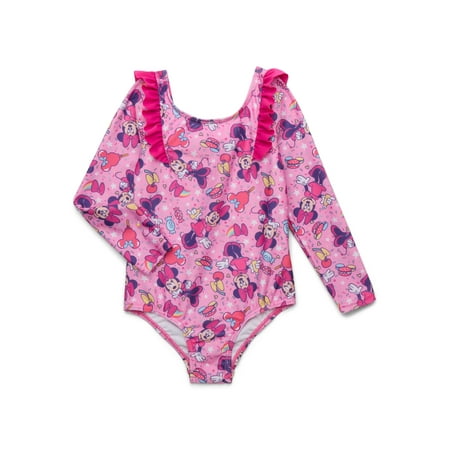 Character Toddler Girl Long- Sleeve Ruffle One- Piece Swimsuit, Sizes 12M-5T