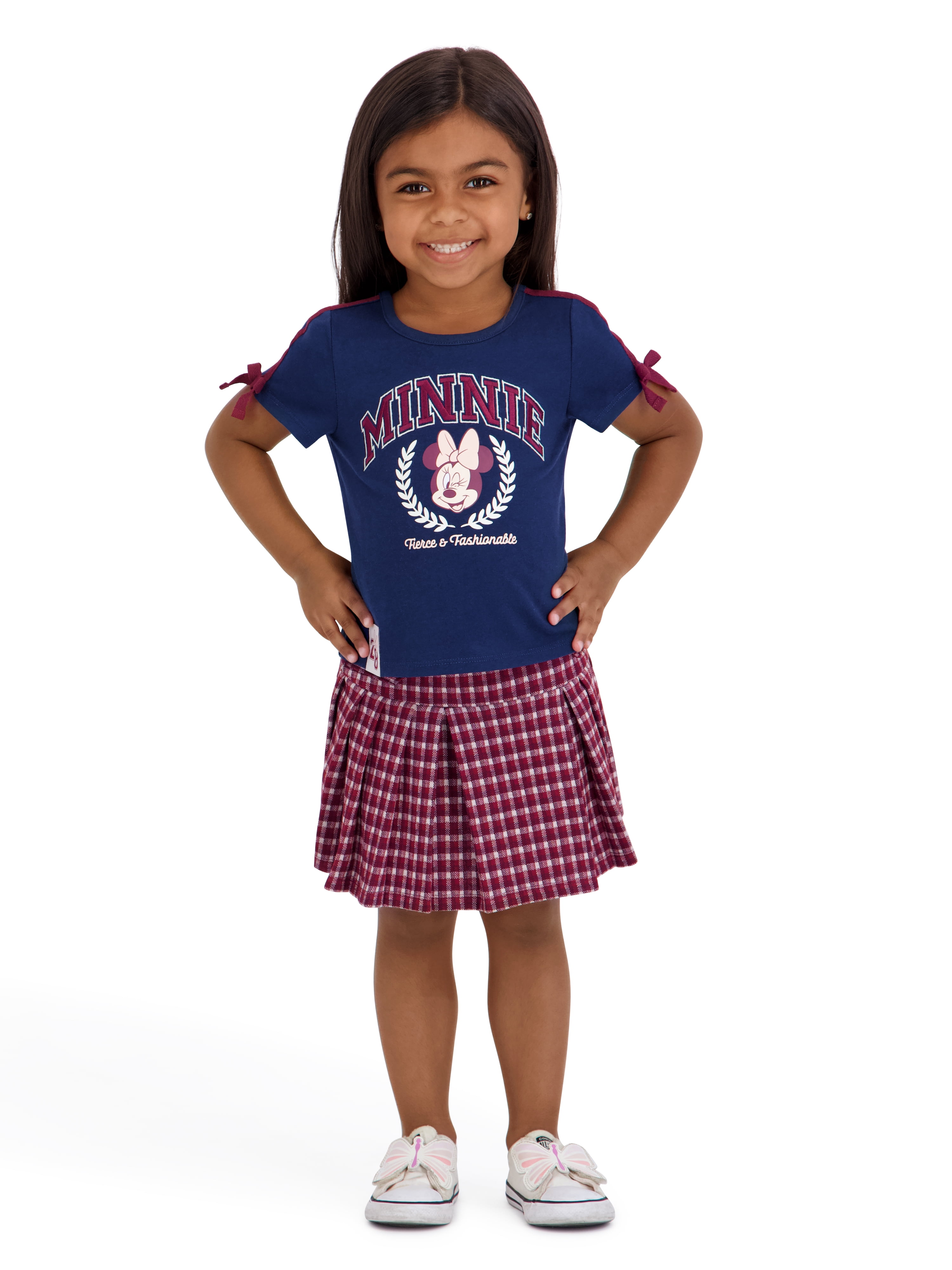 Minnie Mouse Toddler Girls Plaid Skort Set, Sizes 12 Months - 5T