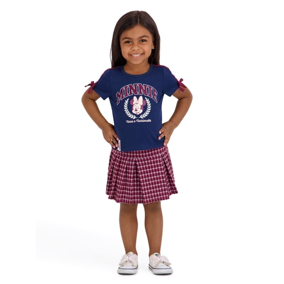 Minnie Mouse Toddler Girls Plaid Skort Set, Sizes 12 Months - 5T