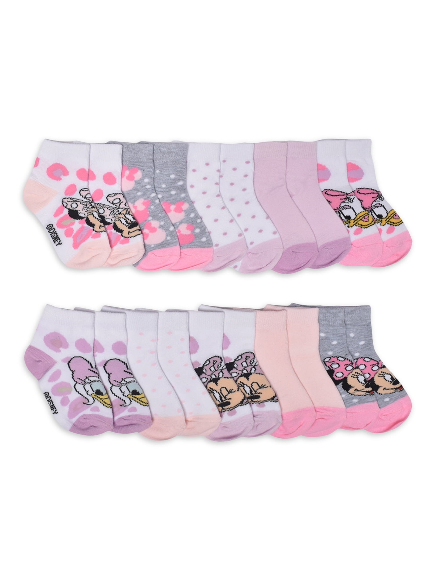 Minnie Mouse Toddler Girls Quarter Socks, 10Pack, Sizes 12M5T