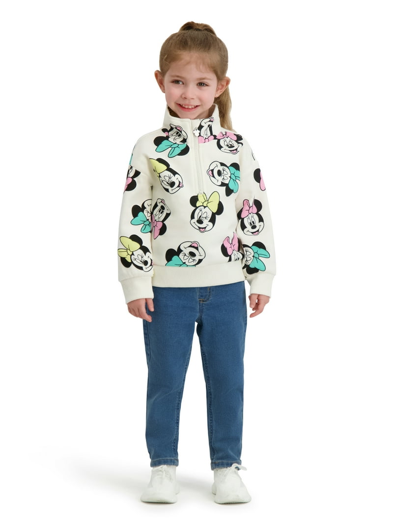 Minnie Mouse Toddler Girls Quarter Zip Top, Sizes 12 Months