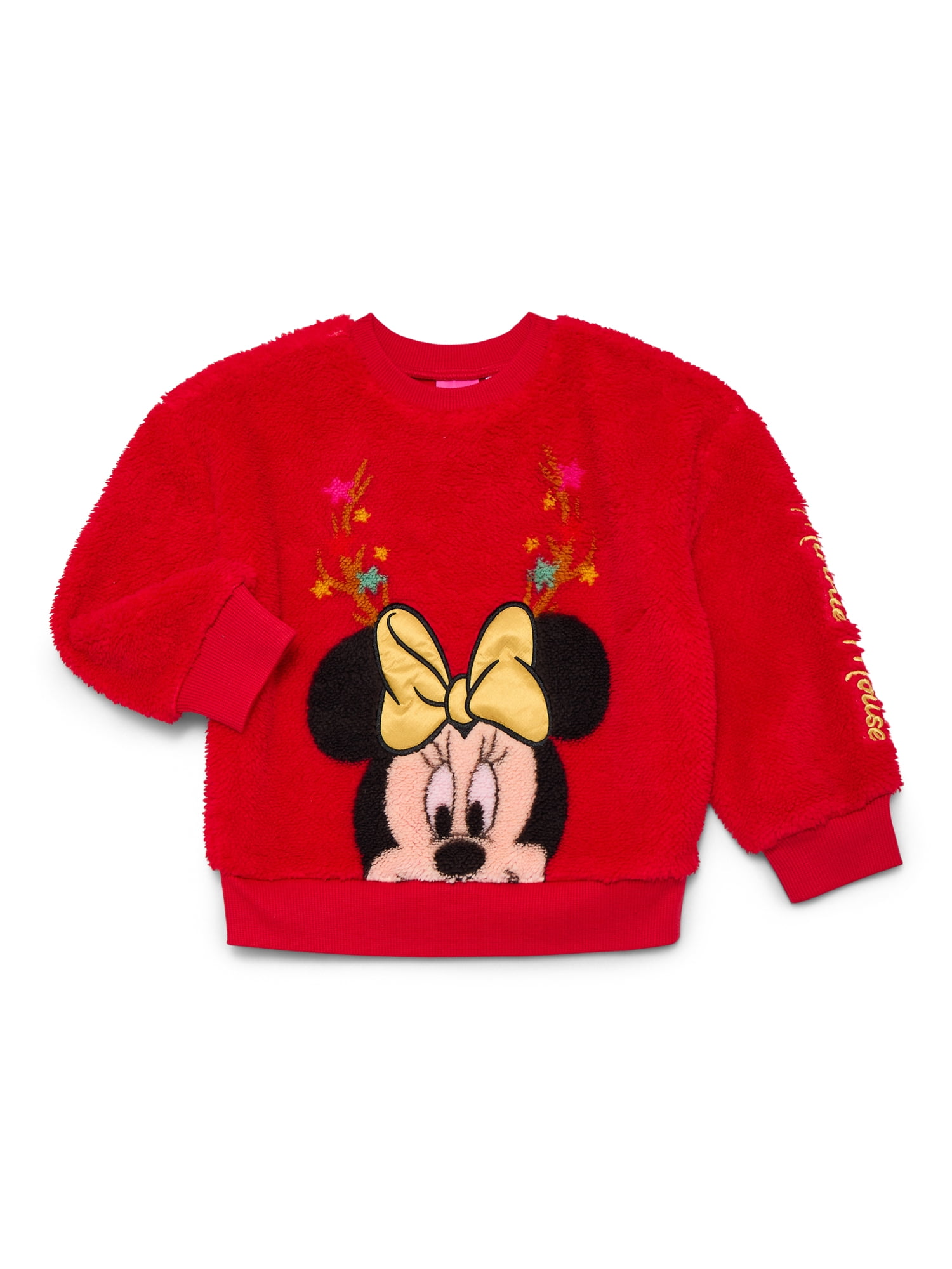 Minnie Mouse Toddler Girls' Plush Faux Shearling Sweater, Sizes 12M-5T