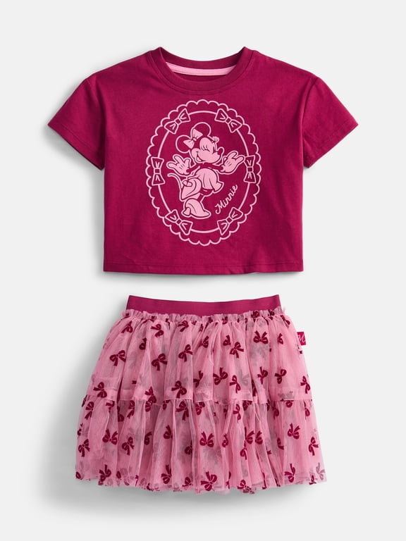 Minnie Mouse Toddler Girls' Graphic Tee and Tutu Skirt Set, 2-Piece, Sizes 12M-5T