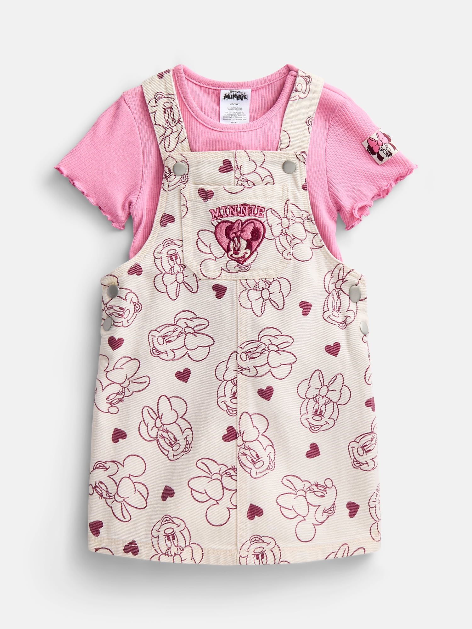 Minnie Mouse Toddler Girls Short Sleeve Tee and Cotton Skirtall Set, 2 Piece, Sizes 12M-5T