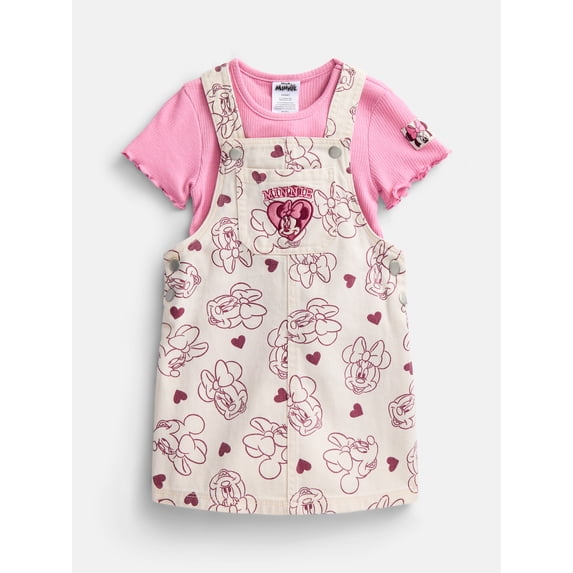 Minnie Mouse Toddler Girls Short Sleeve Tee and Cotton Skirtall Set, 2 Piece, Sizes 12M-5T