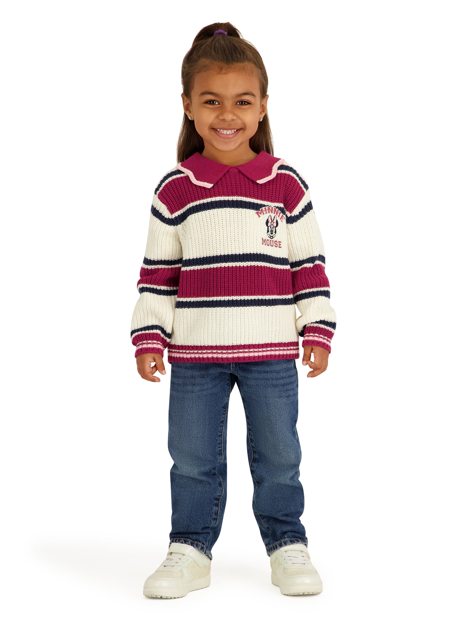 Minnie Mouse Toddler Girls Stripe Sweater, Sizes 12 Months - 5T