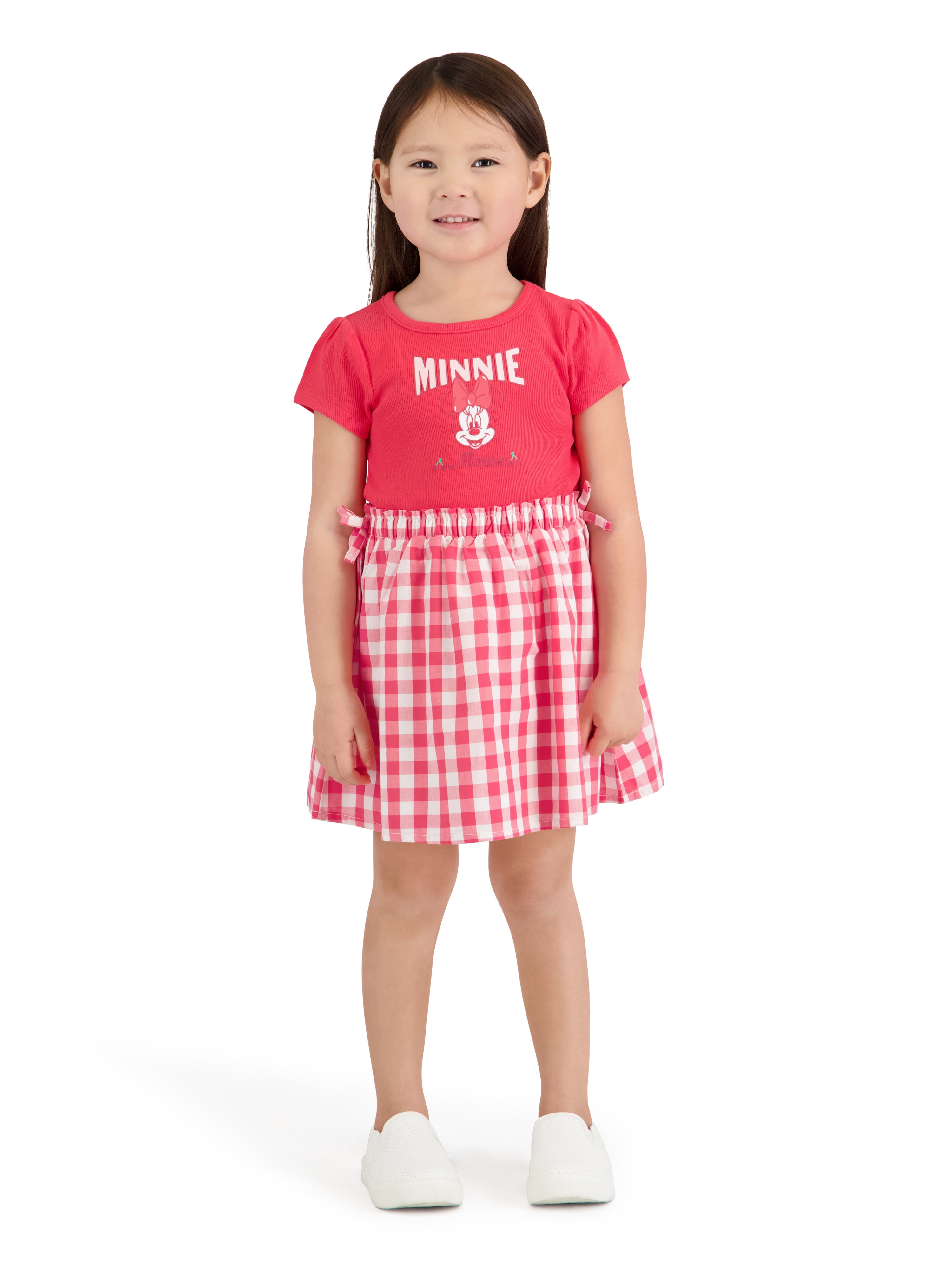 Minnie Mouse Toddler Girls Woven Short Sleeve Dress, Sizes 12 Months-5T