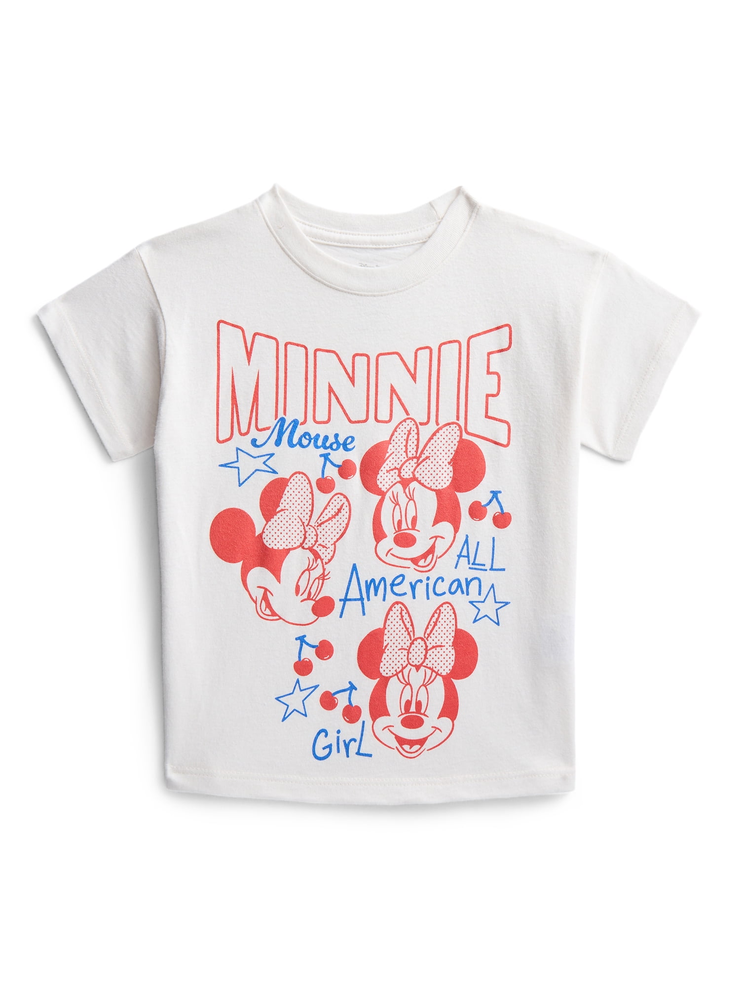 Minnie Mouse Toddler Graphic Patriotic Americana Americana Crewneck Tee with Short Sleeves, Sizes 12M-5T