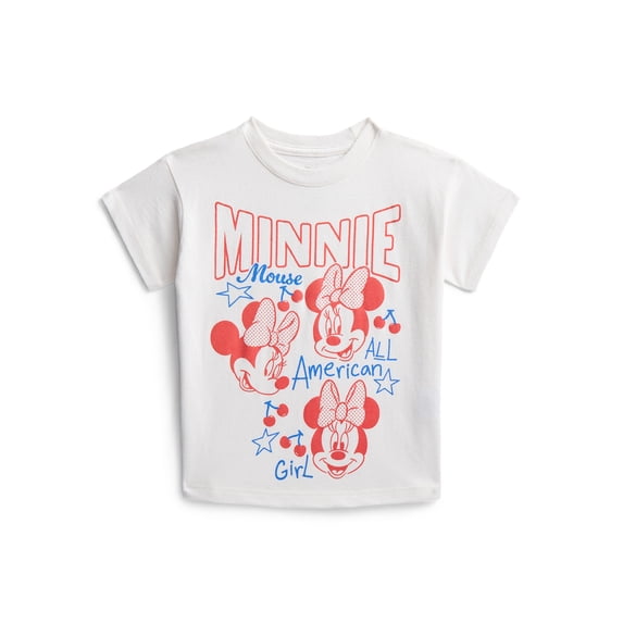Minnie Mouse Toddler Graphic Americana Crewneck Tee with Short Sleeves, Sizes 12M-5T
