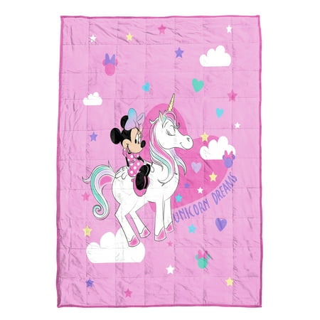 Disney Minnie Mouse Unicorn Dreams Pink 36"x48" Microfiber Weighted Blanket
