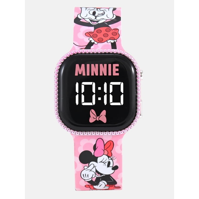 Disney Minnie Mouse Girls Childrens LED Watch With Square Case and ...