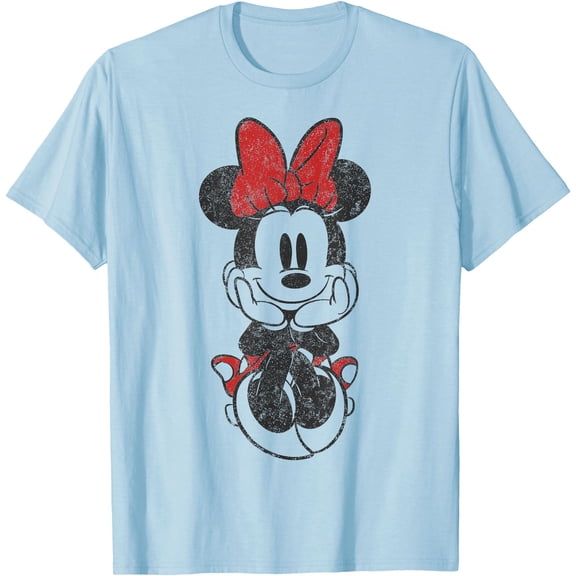 Minnie Mouse Vintage Sitting DTG Print Unisex T-Shirt,Light Blue Color,Size 5XL