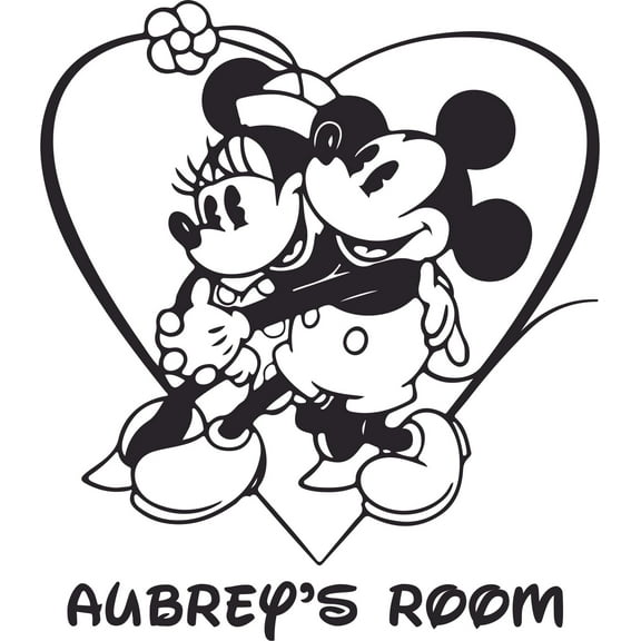 and Minnie Mouse Walking Customized Name Wall Decal - Custom Vinyl Wall Art - Personalized Name - Baby Girls Boys Kids Bedroom Wall Decal Room Decor Wall Stickers Decoration Size (40x40 inch)