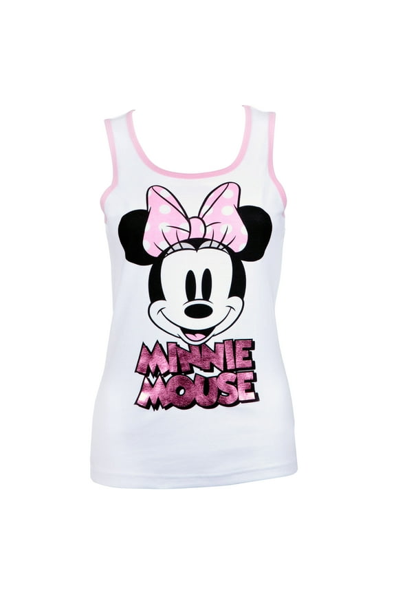 Women's White Pink Foil Tank Top-Small