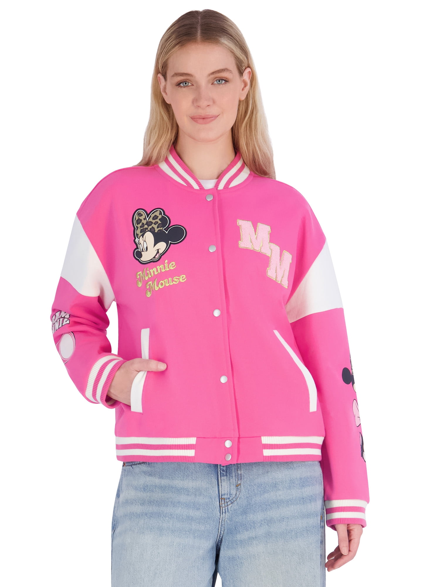 Disney Minnie Mouse Women's Graphic Bomber Jacket, Sizes XS-3XL