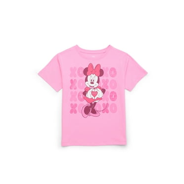 Minnie Mouse XO Girls Valentine's Day Short Sleeve Graphic Tee, Sizes 4-16