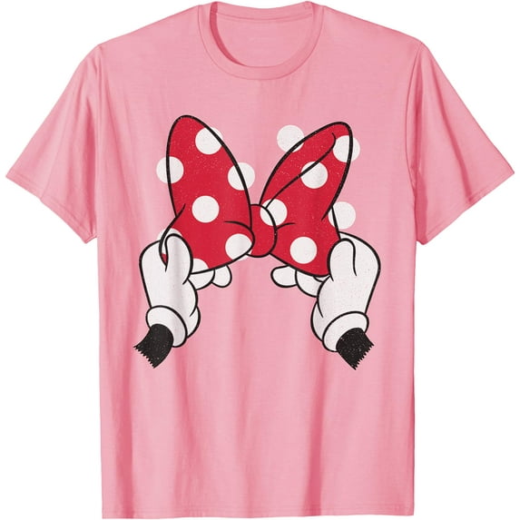 Minnie Mouse's Red Polka Dot Bow DTG Print Unisex T-Shirt,Light Pink Color,Size XL
