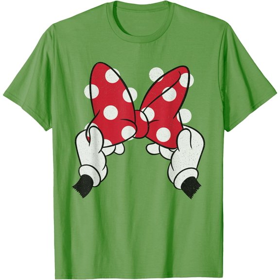 Minnie Mouse's Red Polka Dot Bow DTG Print Unisex T-Shirt,Lime Color,Size YXS