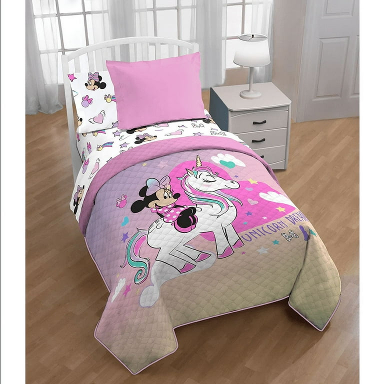 Minnie Mouse with Unicorn Quilted Bedspread Comforter 1PC Sham 2 PC Set by Disney Walmart
