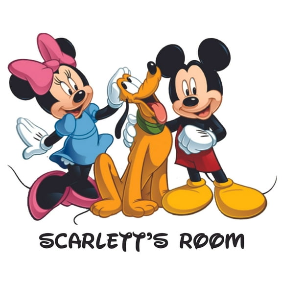 Minnie Pluto Cartoon Customized Wall Decal - Custom Vinyl Wall Art - Personalized Name - Baby Girls Boys Kids Bedroom Wall Decal Room Decor Wall Stickers Decoration Size (8x10 inch)