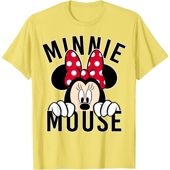 Minnie Rock the Dots Peeking DTG Print Unisex T-Shirt,Cornsilk Color,Size M