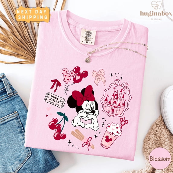 Minnie Valentine Shirt Comfort Colors Cute Minnie Mouse Love Graphic Tee Pink Red Disney Style Valentine Day Outfit Girlfriend Gift