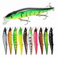 thumbnail image 1 of Minnow Jerkbait Fishing Lure Set, 10pc Realistic Plastic Hard Baits with 3 Treble Hooks for Bass Pike Walleye, 0.49 oz Each, 4.53 Inch, 1 of 2