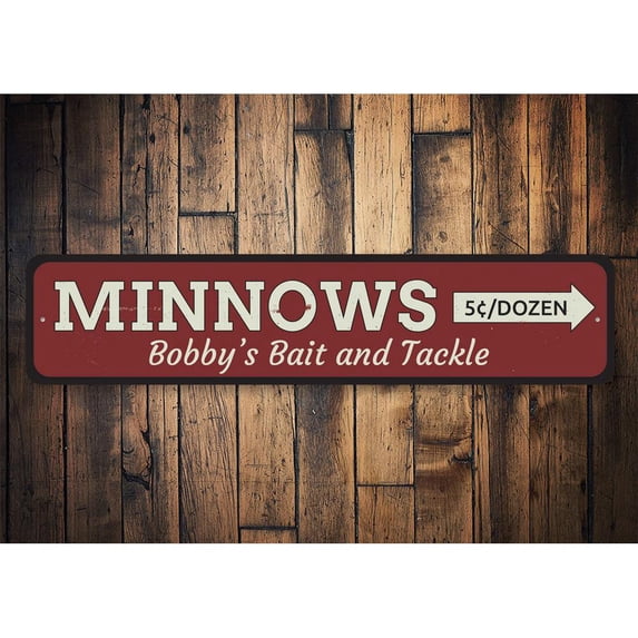 Minnows Novelty Sign, Metal Wall Decor - 4x18 inches