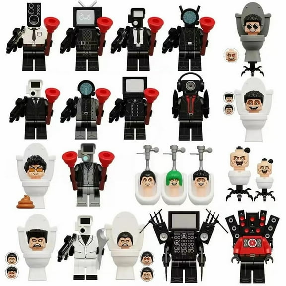 Minobrix 19PCS Skibidi Toilet Battle Mini Figures Pack Classic Video Game-Inspired Brick Characters DIY Building Block Toys Gift for Boys & Girls