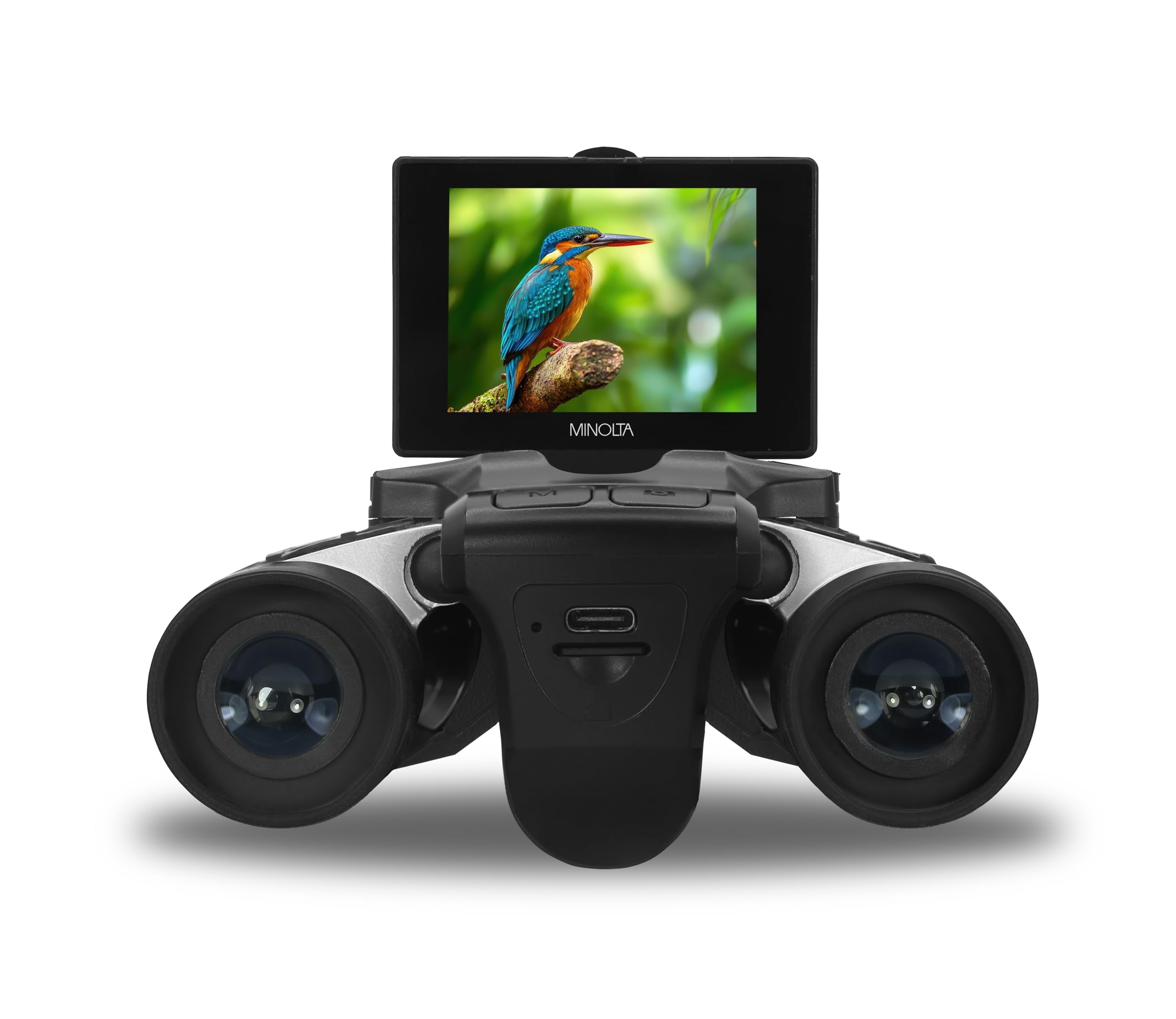 Minolta MN1232A 12x32 Digital Binoculars- 4K UHD Video Camera, 48MP Photo, 8X Digital Zoom, IPS Anti-Glare Screen, Fog-Resistant Optics, Compact, Ideal for Birdwatching & Travel Hunting
