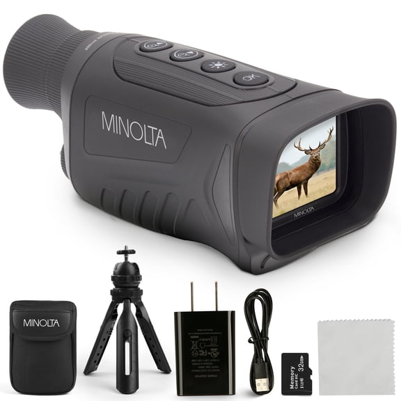 Minolta 6x25 Digital Night Vision Monocular w/Built-in 4K HD Video Camera (Green)