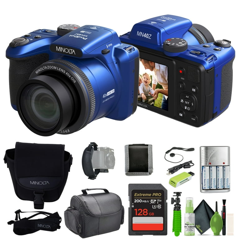 Minolta MN40Z 20MP Digital Camera, 40x Zoom, HD Blue, Wi-Fi Minolta MN40Z 20MP Digital Camera, 40x Zoom, HD Blue, Wi-Fi