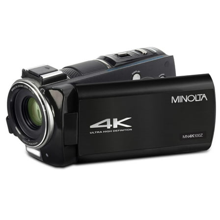 Minolta MN4K100Z-BK 4K Ultra HD 36x Digital Zoom Video Camcorder with Rechargeable Battery (Black)