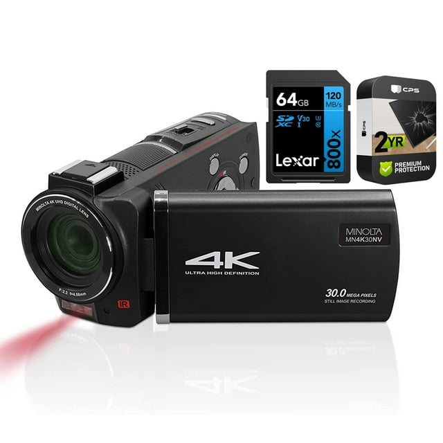 Minolta MN4K30NVBK 4K Ultra HD 30 MP Night Vision Camcorder Black