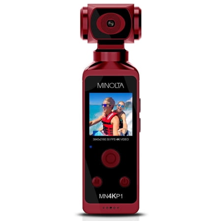 Minolta MN4KP1 4K Ultra HD Wi-Fi Enabled Pocket Camcorder, Red