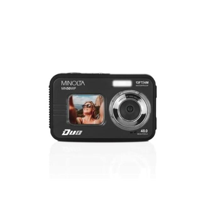 Minolta MN50WP Duo 48 MP Autofocus 5K Ultra HD Waterproof Camera with Dual LCD - Black