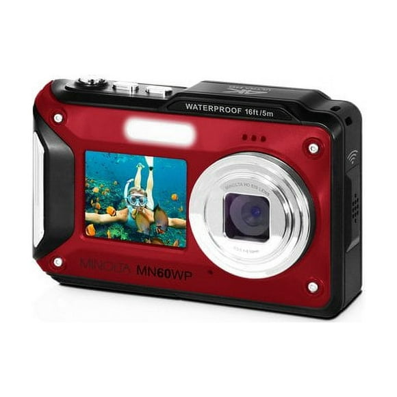 Minolta MN60WP 48 MP / 4K Ultra HD Waterproof Camera w/WiFi & Dual LCD (Red)