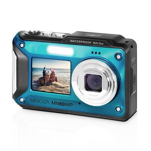 Minolta MN60WP-BL MN60WP 48 MP 4K Ultra HD Waterproof Camera with Wi-Fi & Dual LCD - Blue