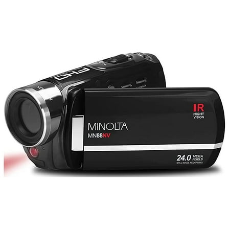 Open Box Minolta MN88NV 1080p Full HD 24MP Night Vision Camcorder with 32GB Memory Card -