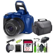 Minolta MNB10Z 64 Megapixel Auto Focus Digital Camera with 10x Optical Zoom, 4K Ultra HD Video Bundle Blue
