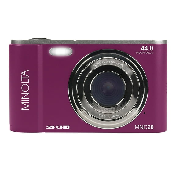 Minolta MND20 16x Digital Zoom 44 MP/2.7K Quad HD Digital Camera (Magenta)
