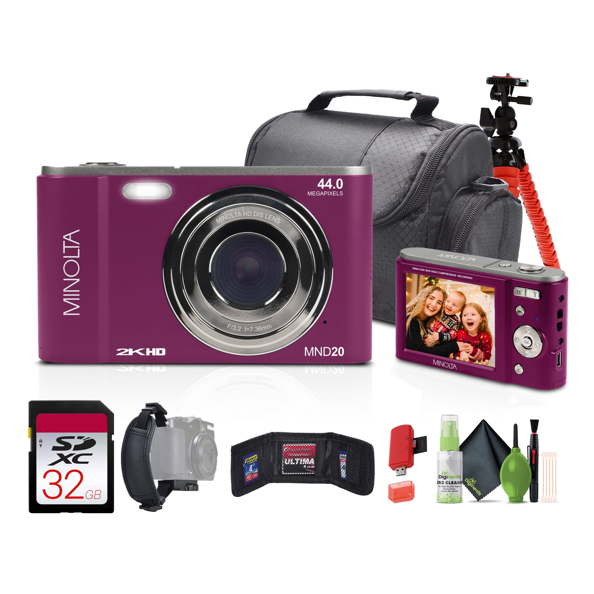 Minolta MND20 44 MP / 2.7K Ultra HD Digital Camera (Magenta)