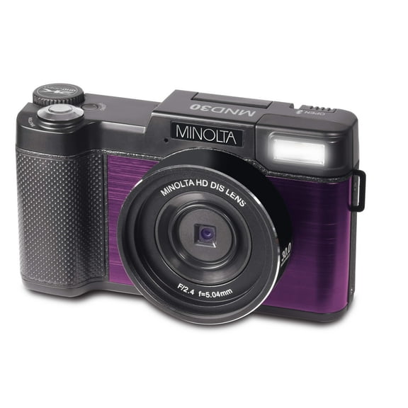 Minolta MND30 4x Digital Zoom 30 MP/2.7K Quad HD Digital Camera (Purple), MND30-P
