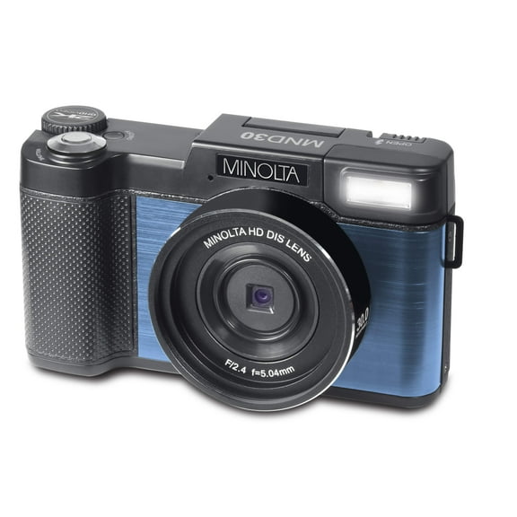 Minolta MND30-BL MND30 4x Digital Zoom 30 MP/2.7K Quad HD Digital Camera (Blue)
