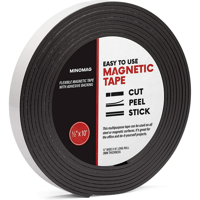 Flexible Adhesive Magnetic Strip, 10 Feet Long